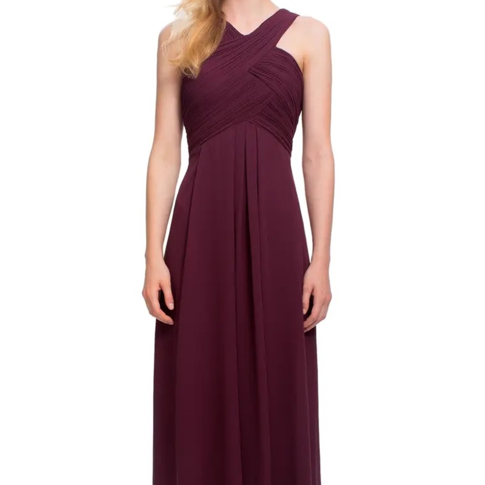 #LEVKOFF Crisscross Neck Chiffon A-Line Gown